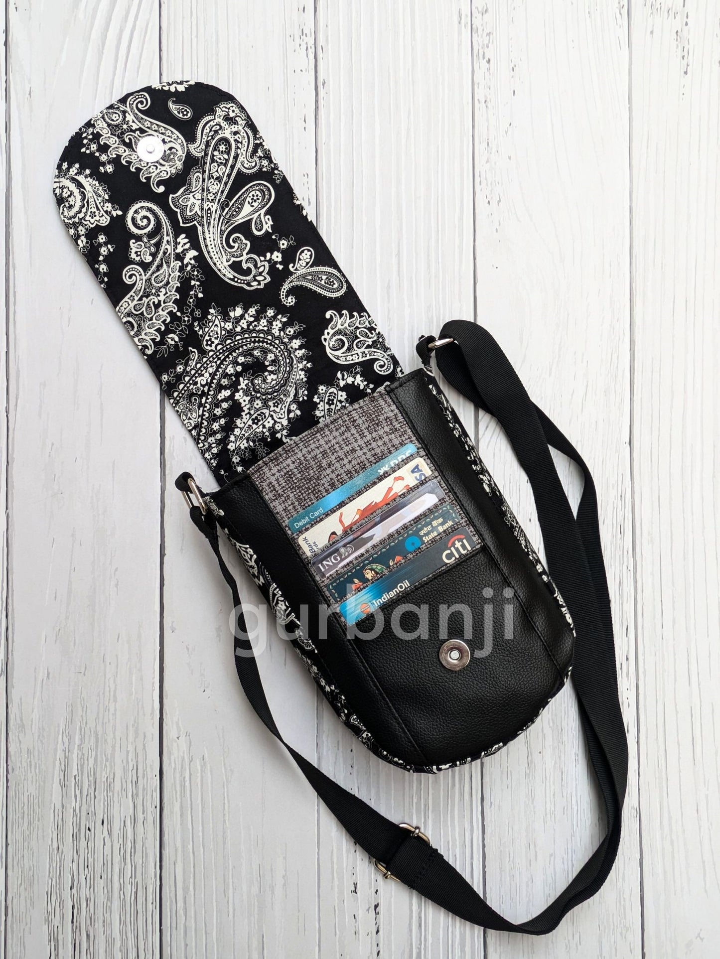 Black Paisley Sling Bag