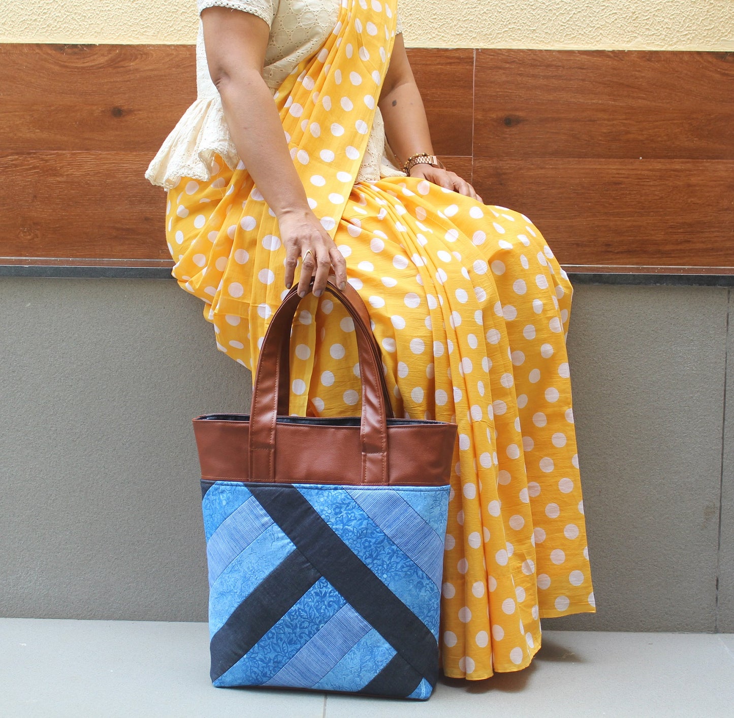 Blue & Brown Tote Bag