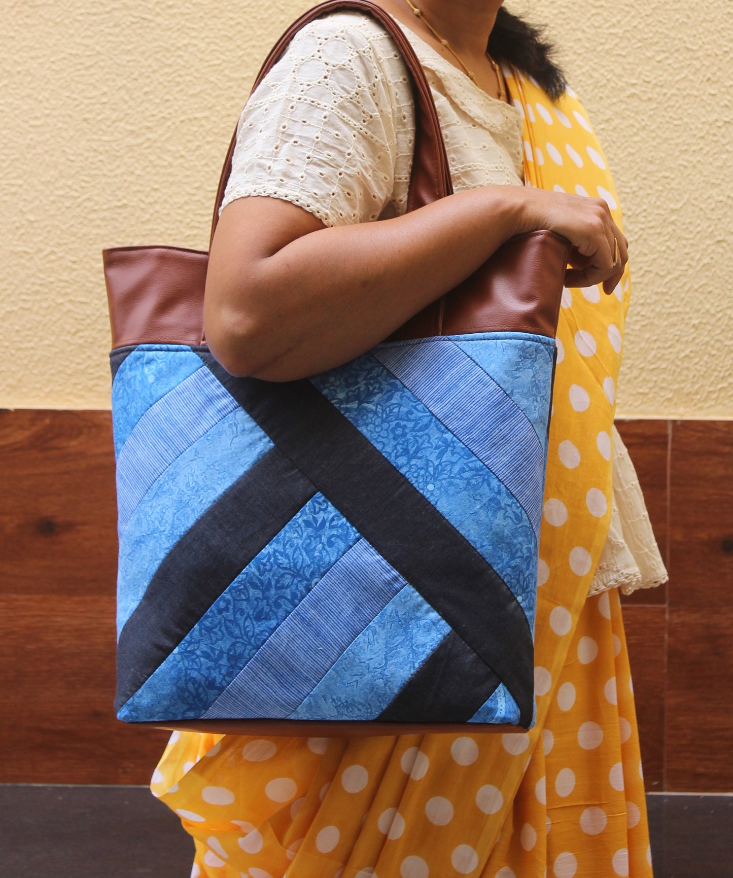 Blue & Brown Tote Bag