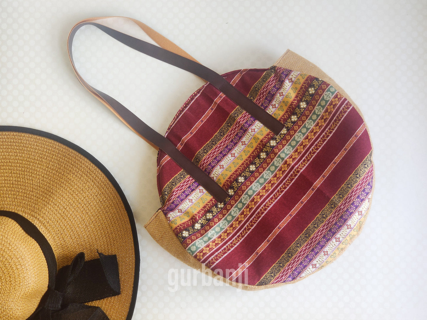 Maroon Jute Tote Bag