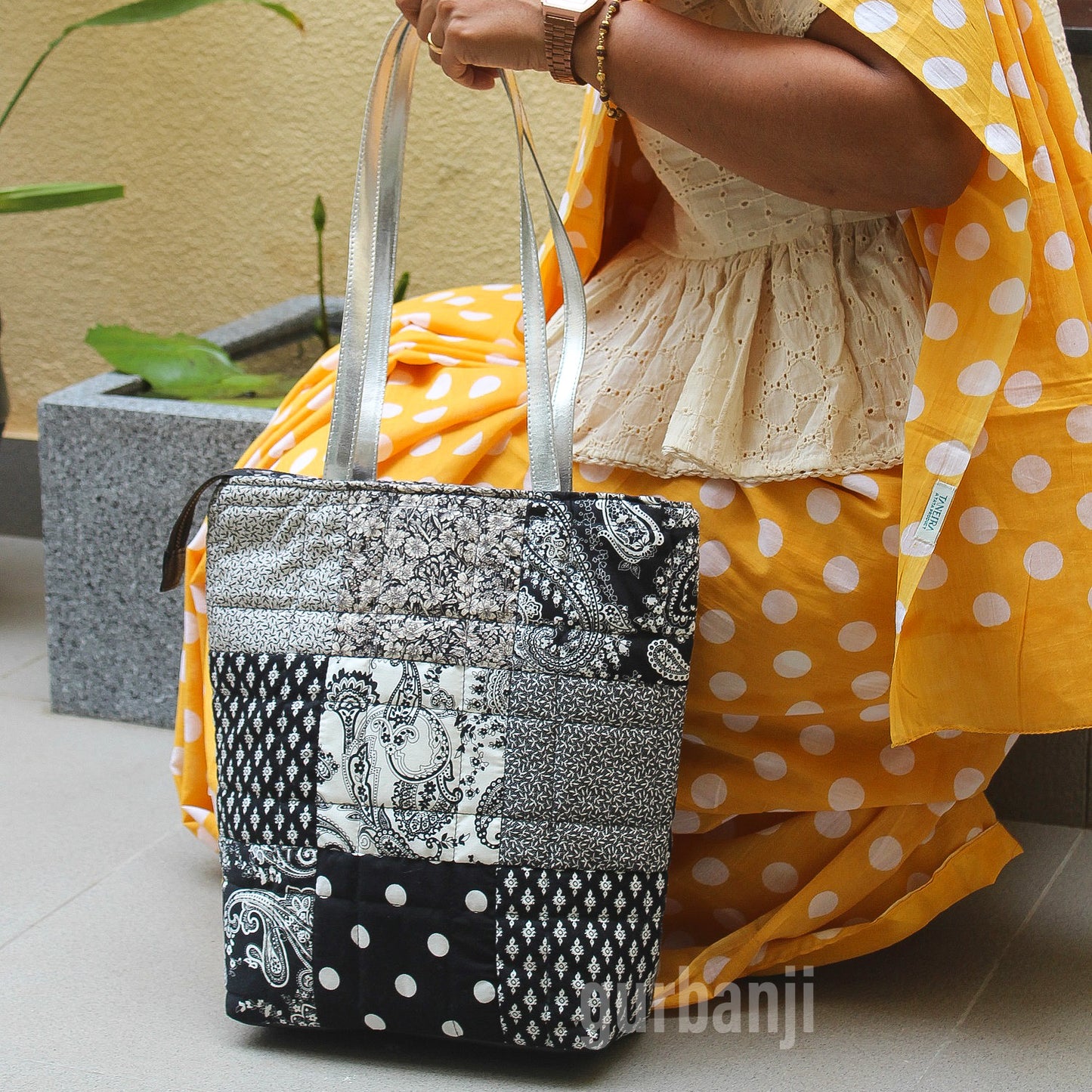 Black & White Quilted Shoulder Bag