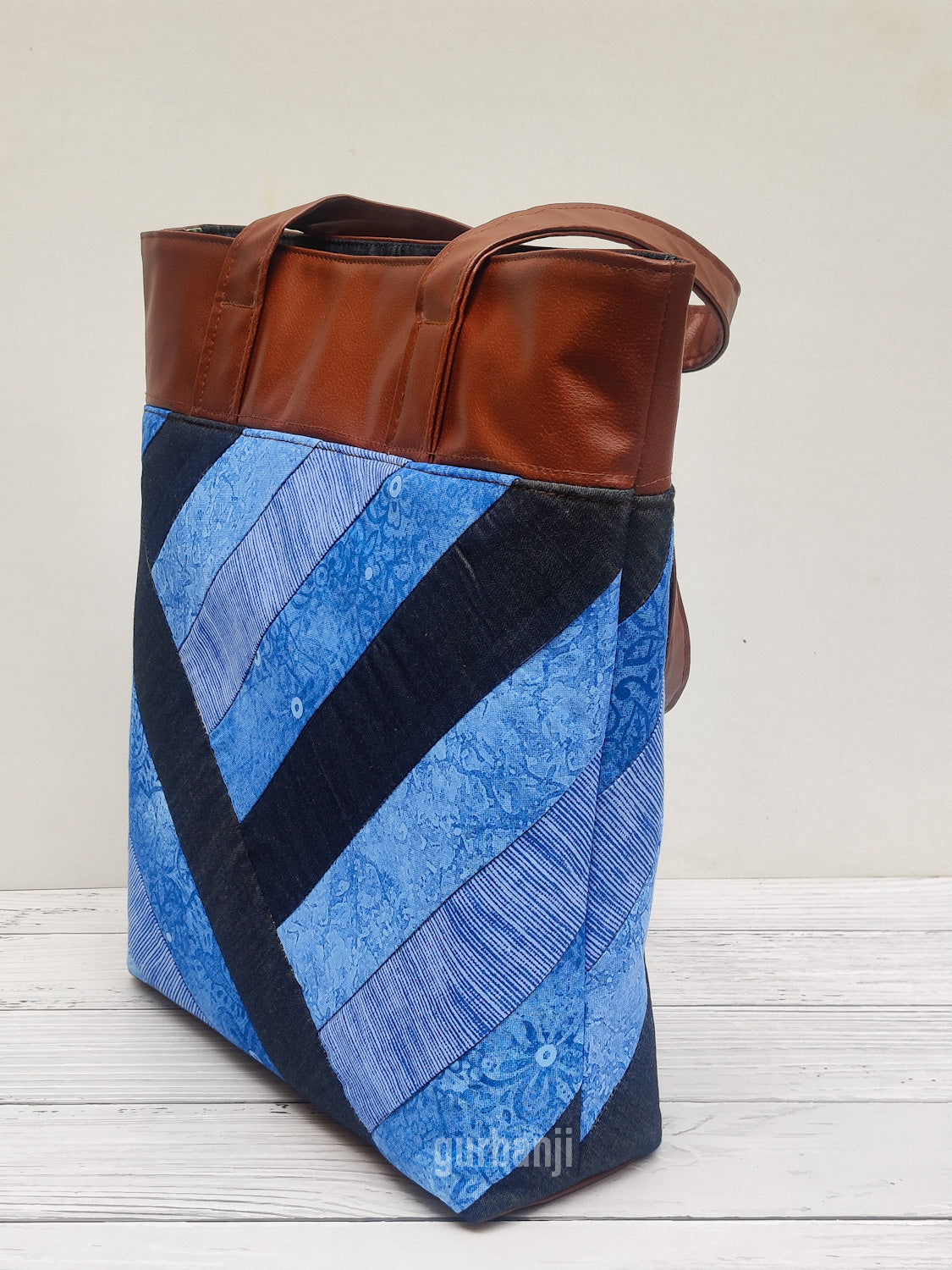 Blue & Brown Tote Bag