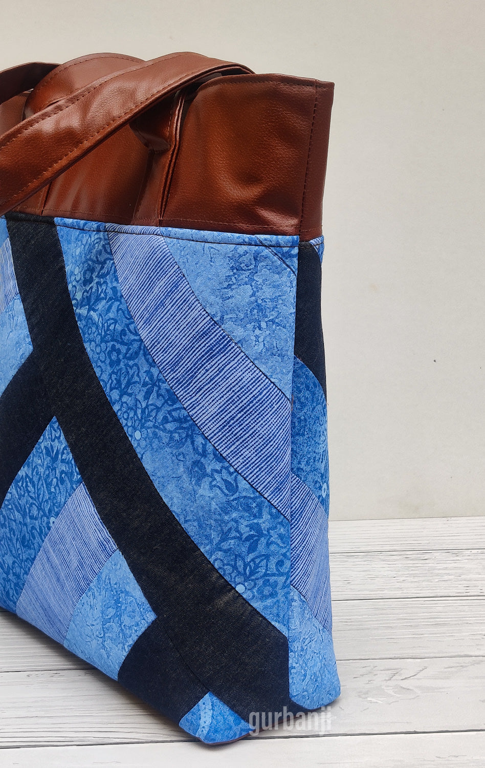 Blue & Brown Tote Bag