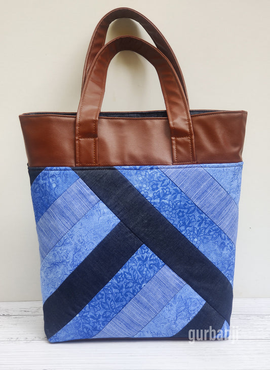 Blue & Brown Tote Bag