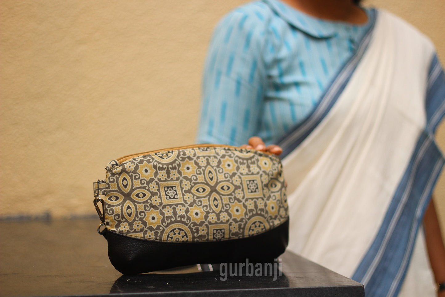 Beige Ajrakh Sling Bag