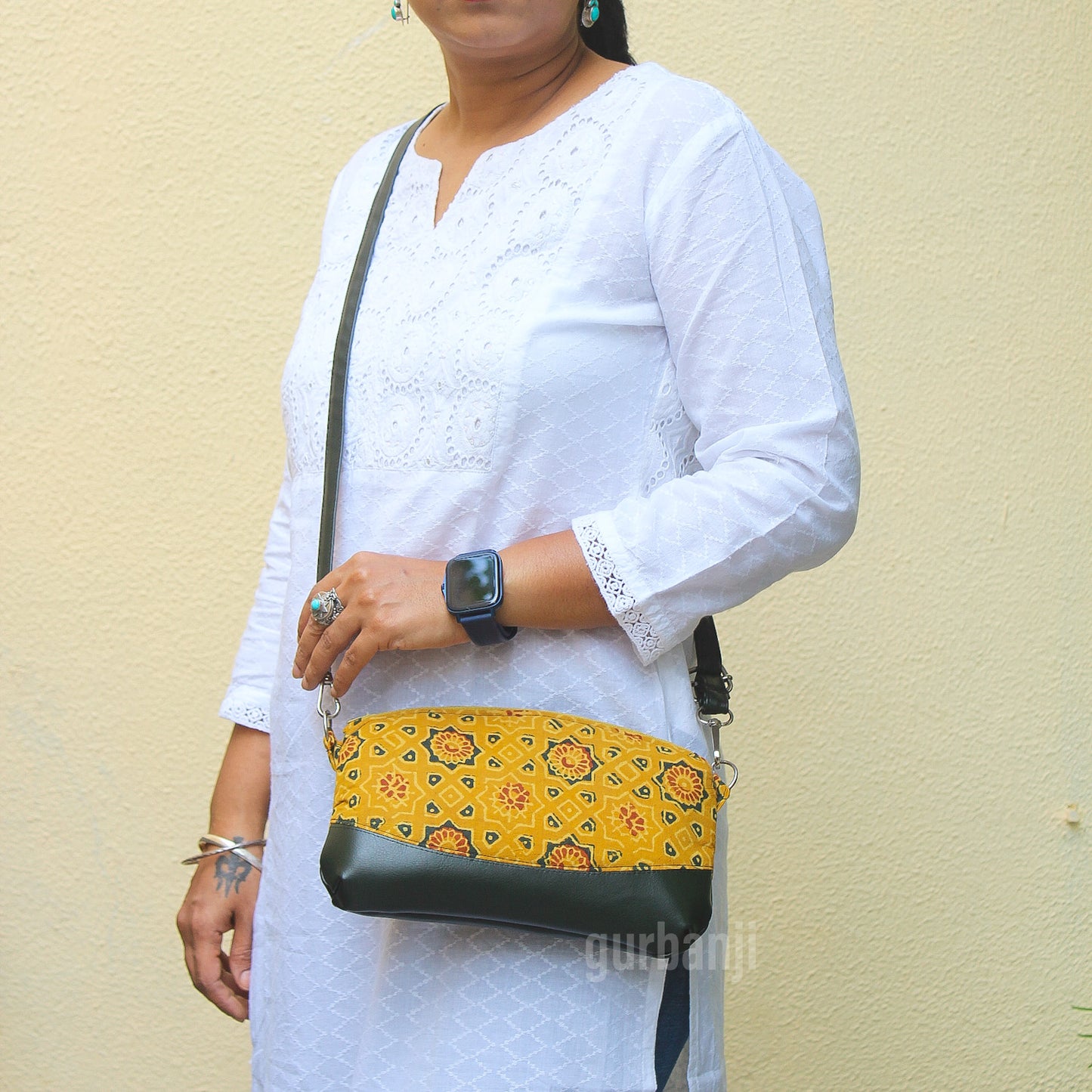 Yellow Ajrakh Sling Bag