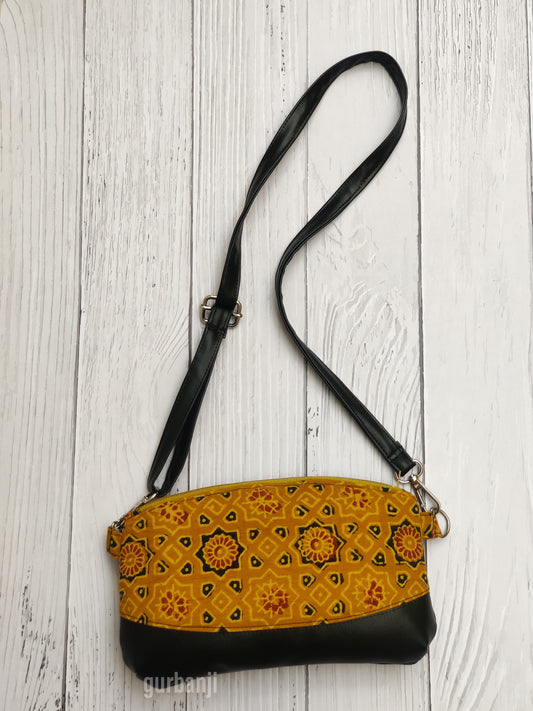 Yellow Ajrakh Sling Bag