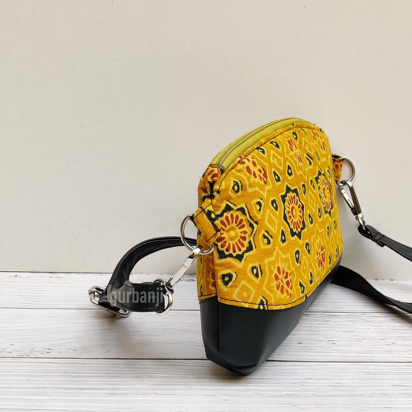 Yellow Ajrakh Sling Bag