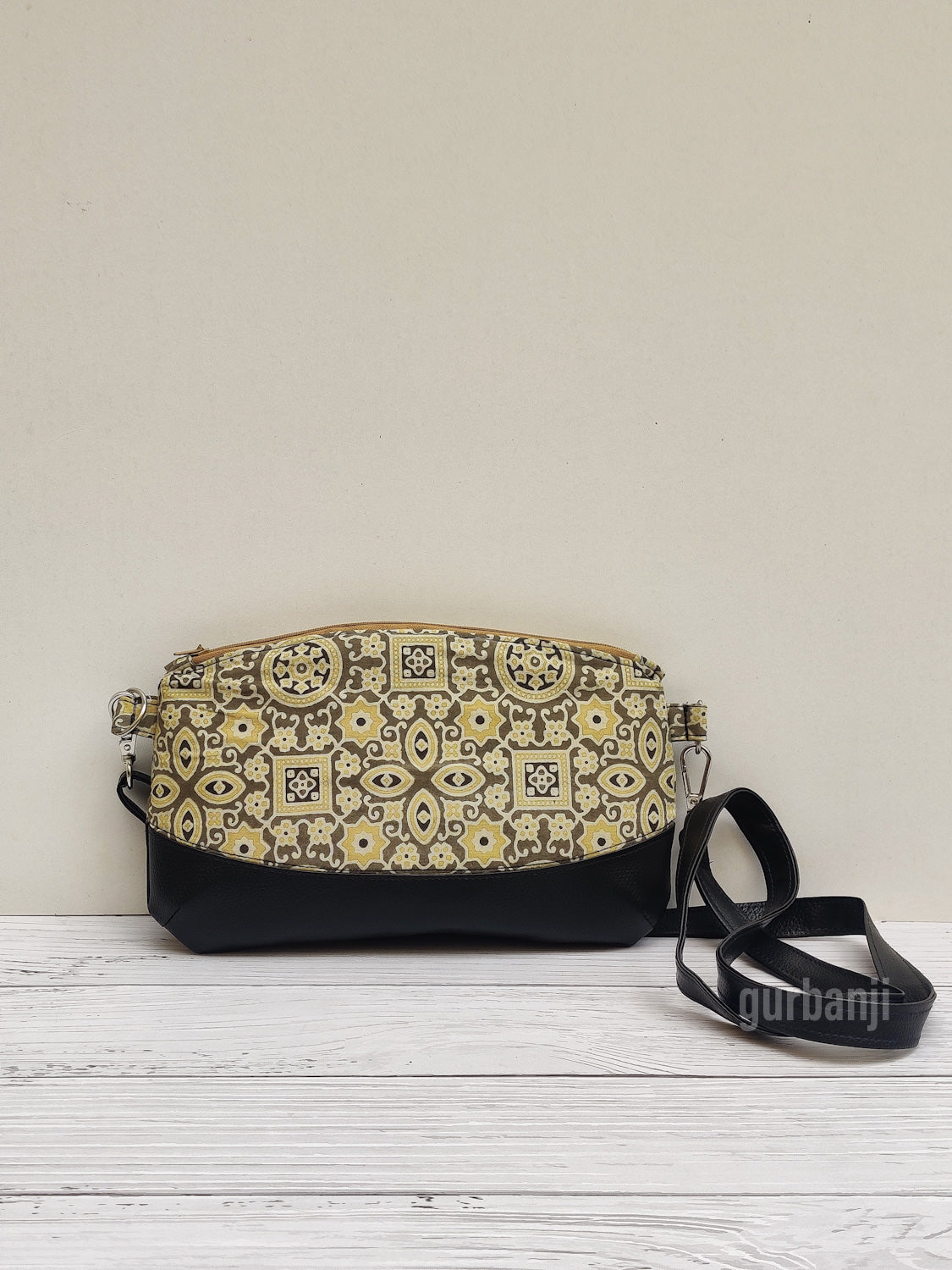 Beige Ajrakh Sling Bag