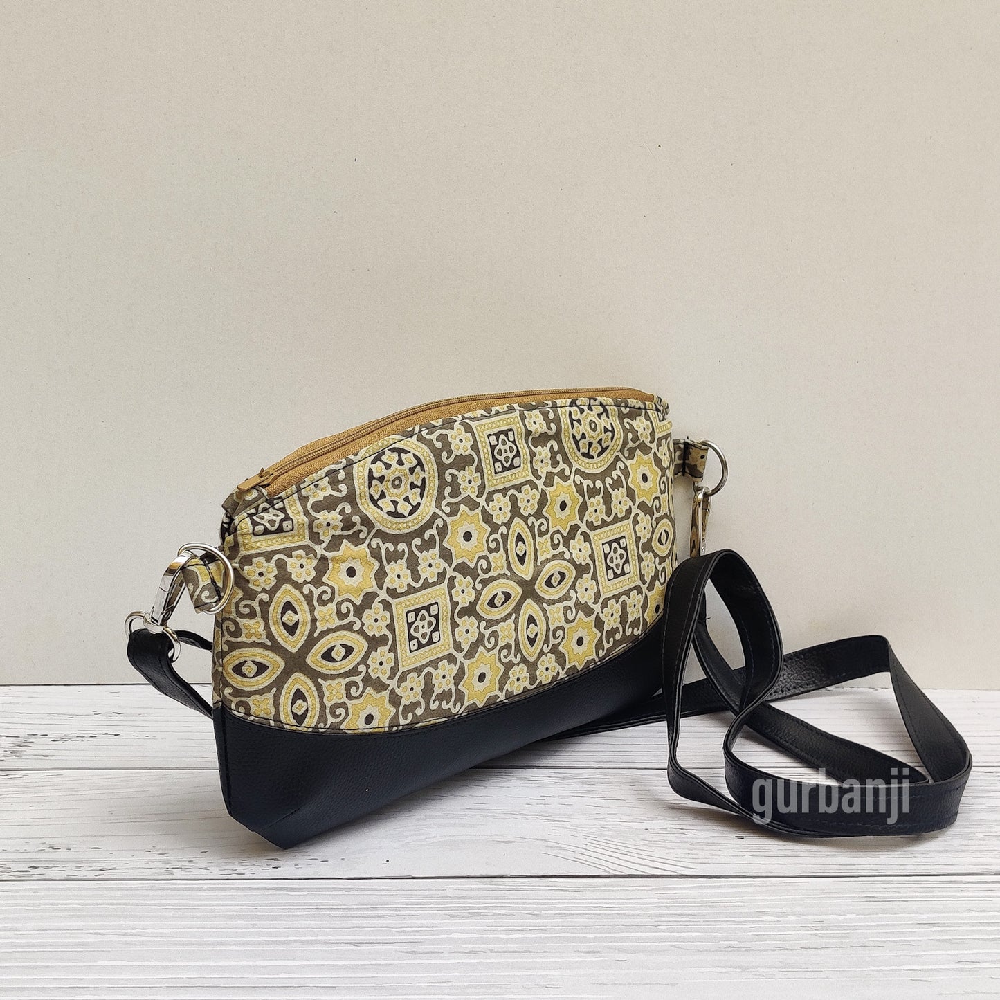 Beige Ajrakh Sling Bag