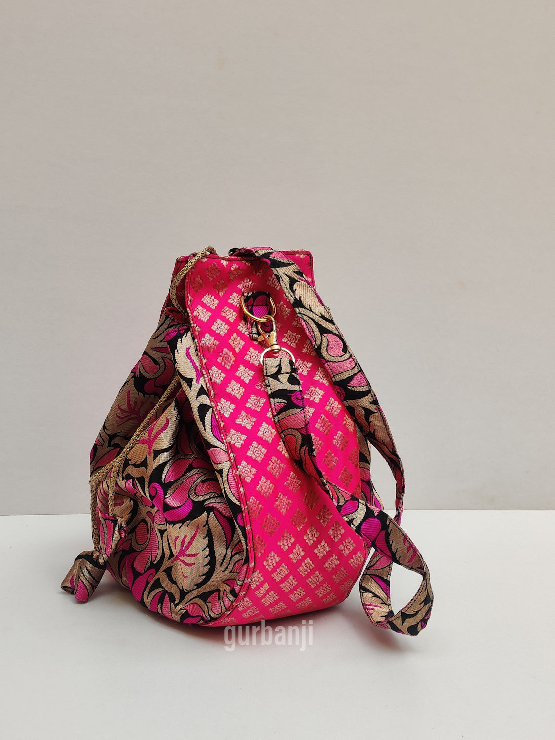 Potli Sling :Fuchsia Black