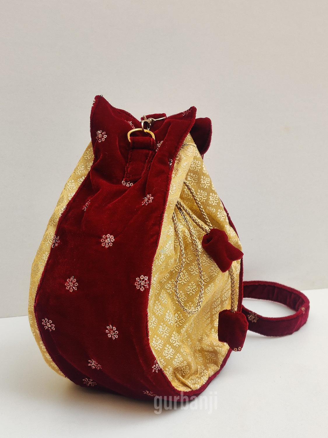 Potli Sling : Maroon Gold