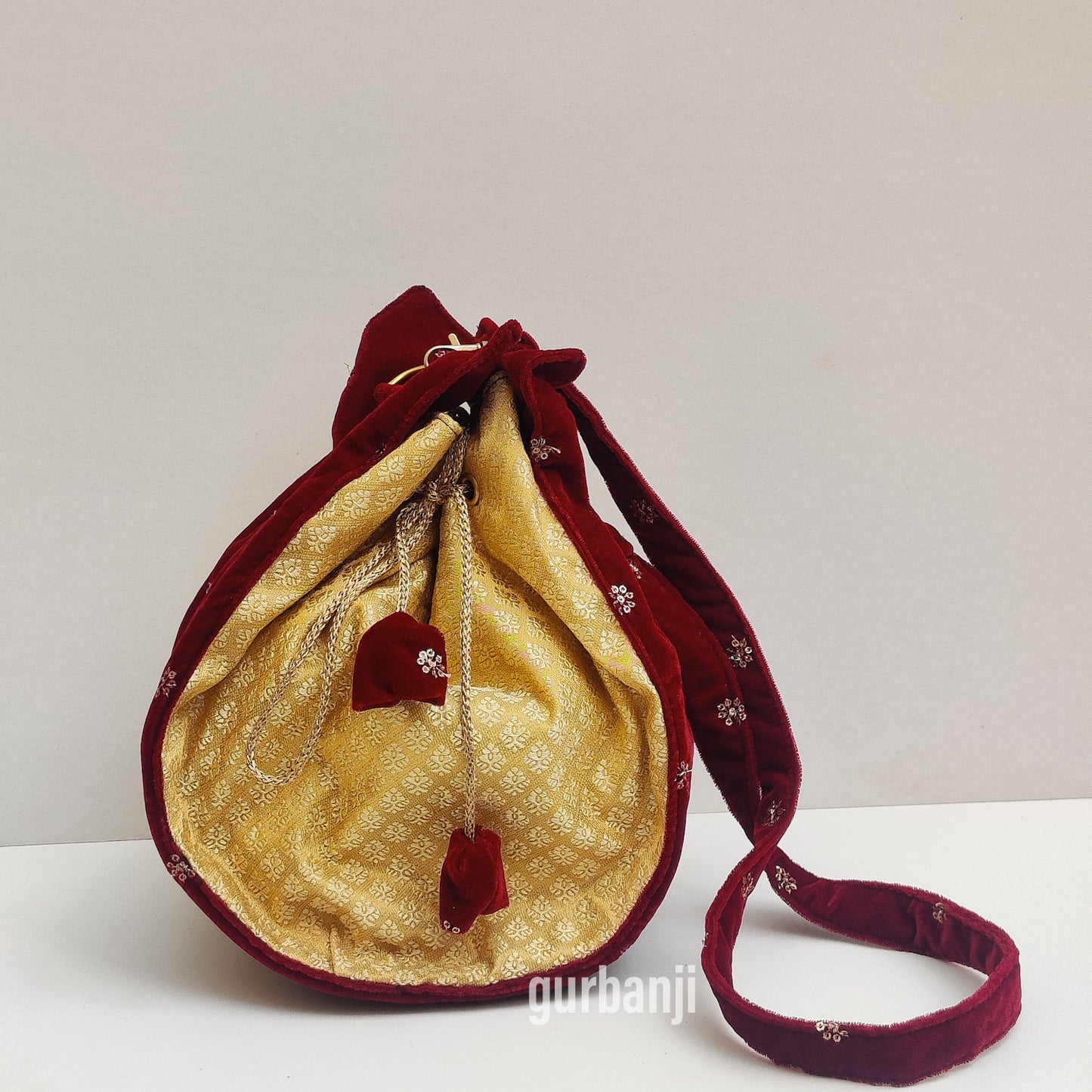 Potli Sling : Maroon Gold