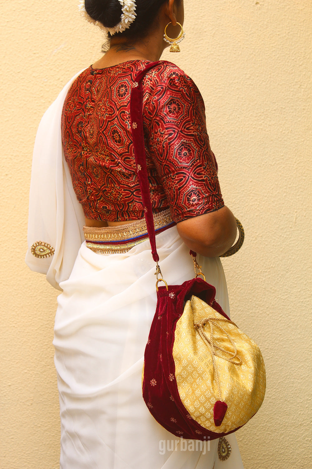 Potli Sling : Maroon Gold