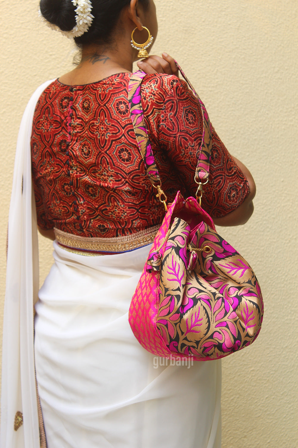 Potli Sling :Fuchsia Black