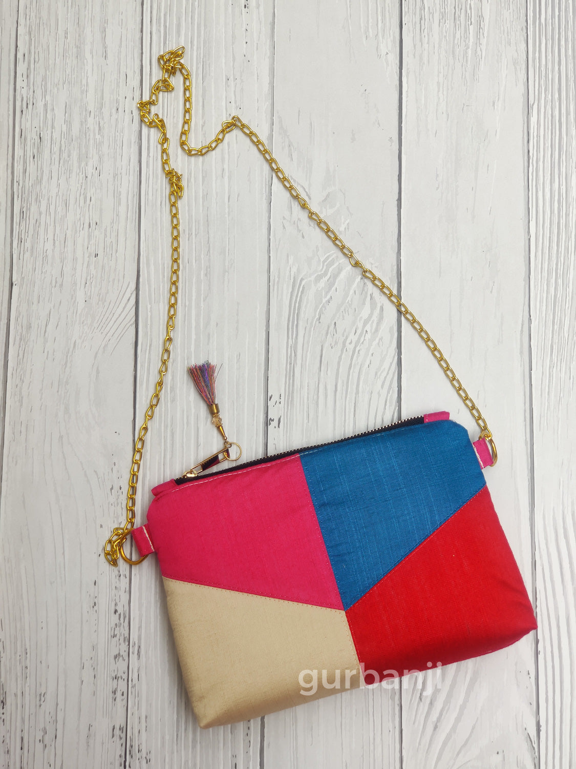 Color Block : Beige Red Sling