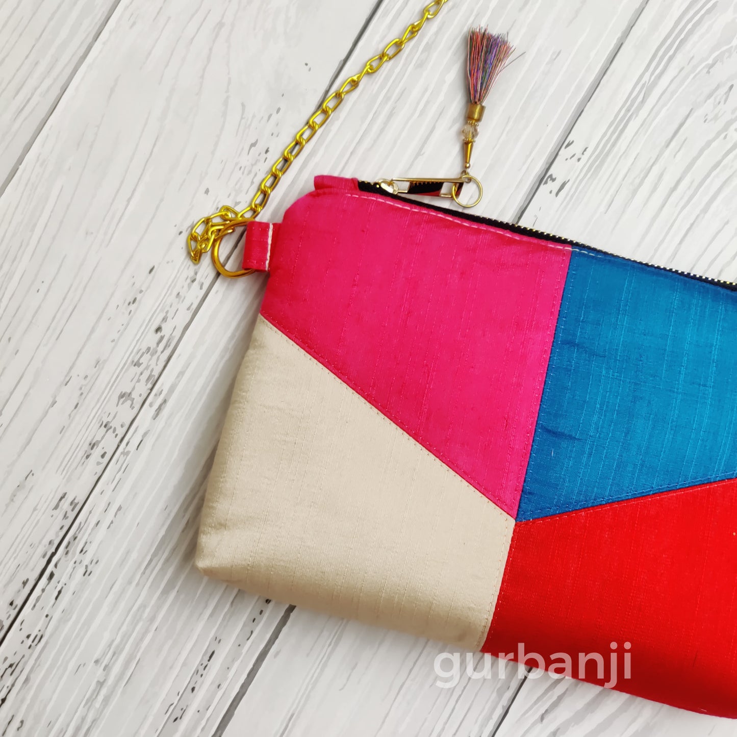 Color Block : Beige Red Sling