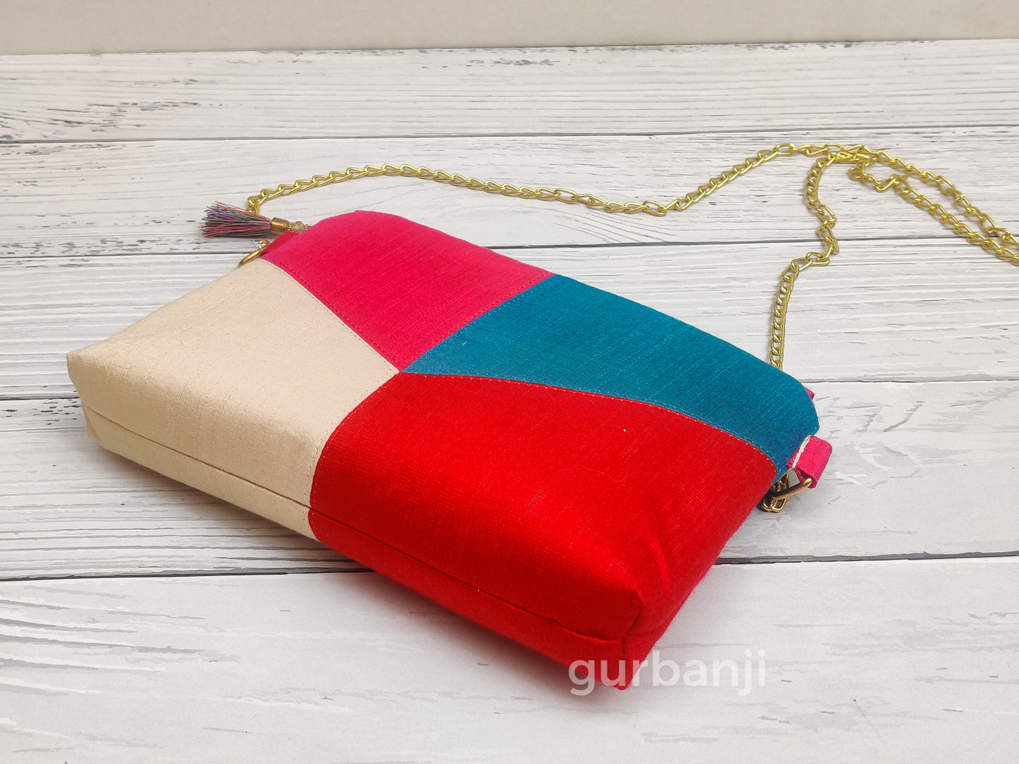 Color Block : Beige Red Sling