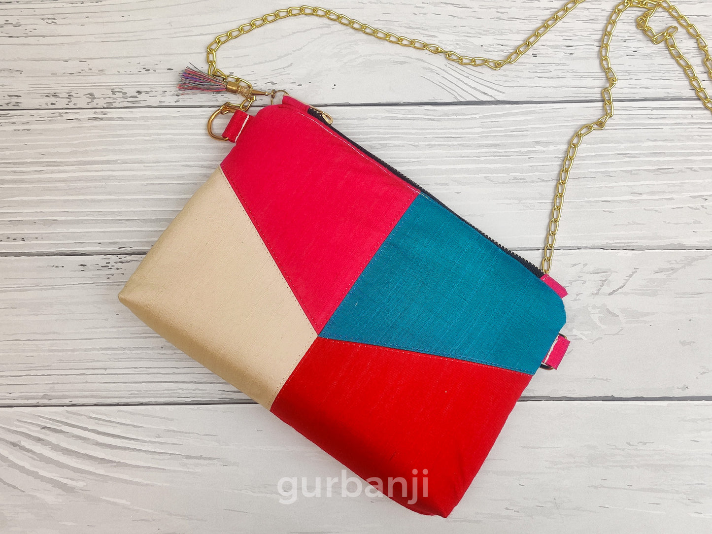 Color Block : Beige Red Sling