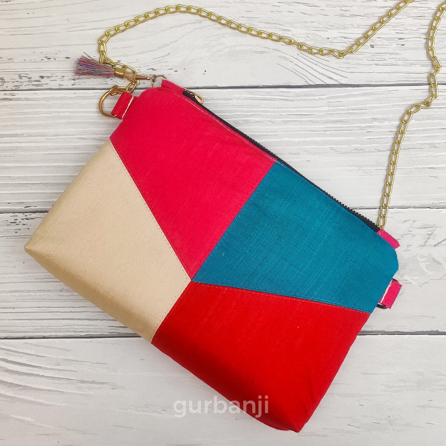 Color Block : Beige Red Sling