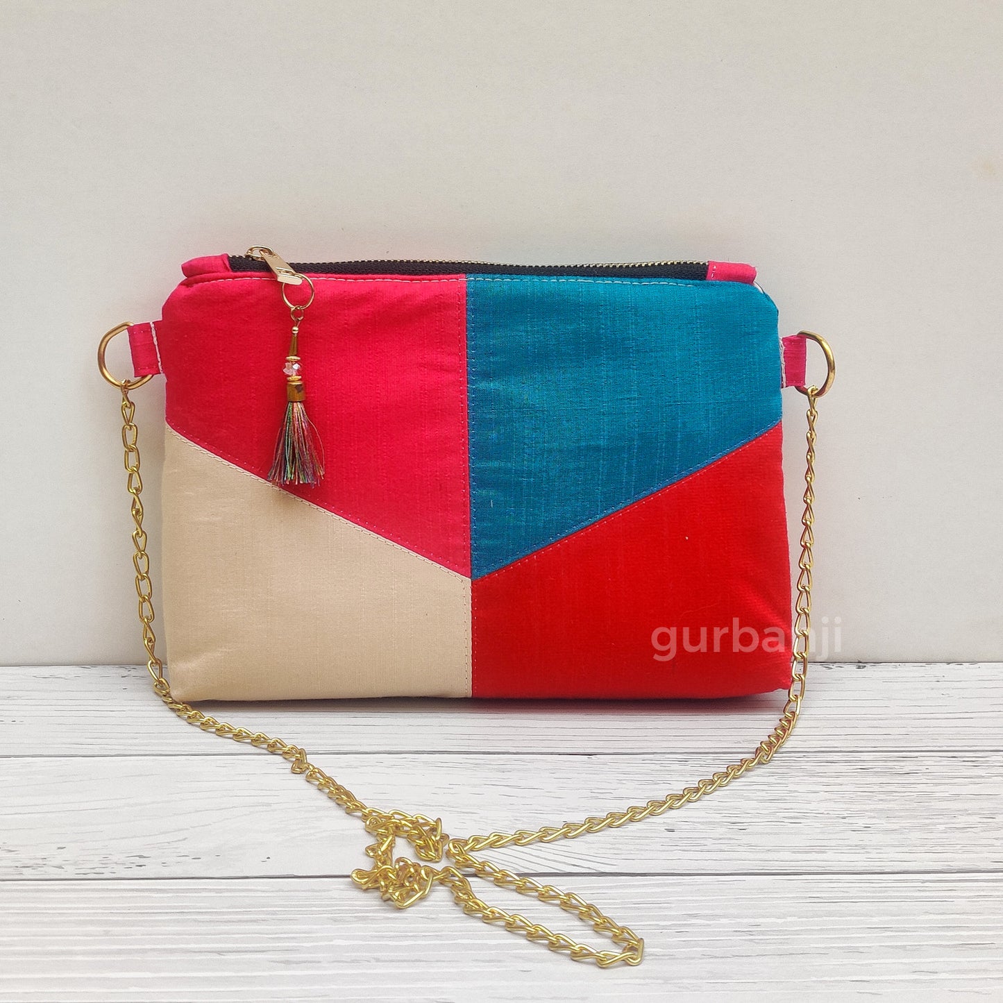 Color Block : Beige Red Sling