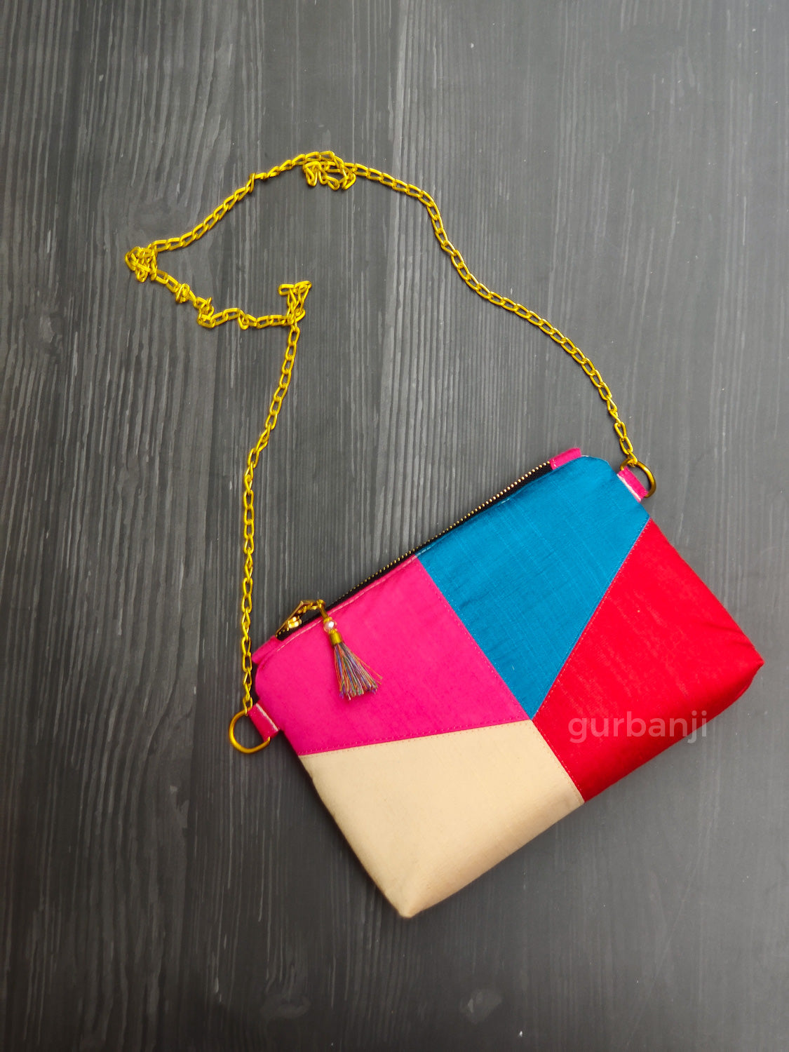 Color Block : Beige Red Sling