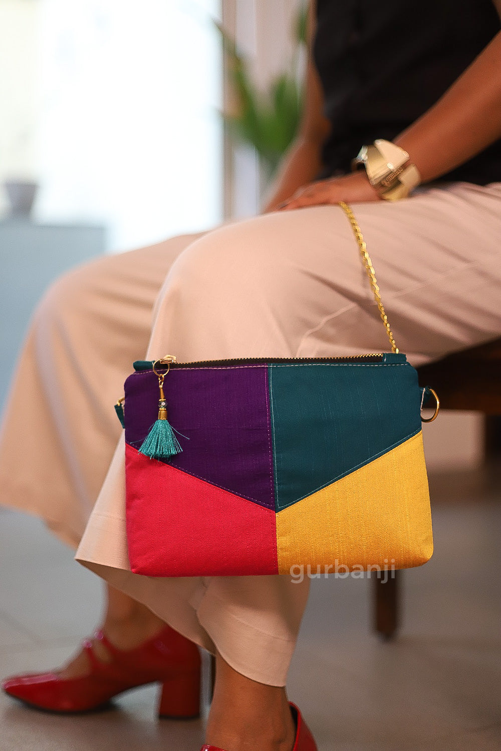 Color Block : Magenta Yellow Sling